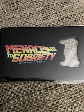 Menace to Sobriety Black Metal Bottle Opener Card